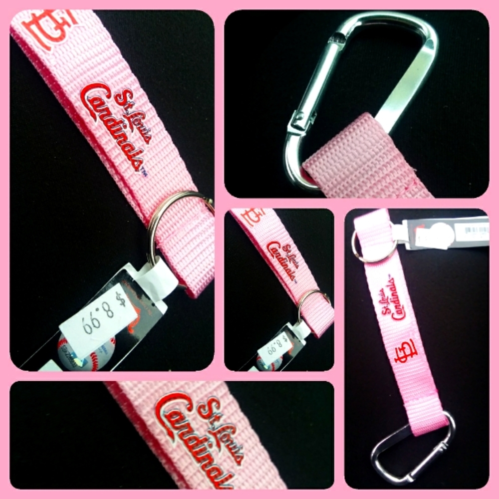 Brand New Pink St Louis Cardinals Baseball Keychain with Clip